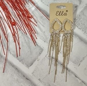 Sparkly long teardrop dangling statement earrings